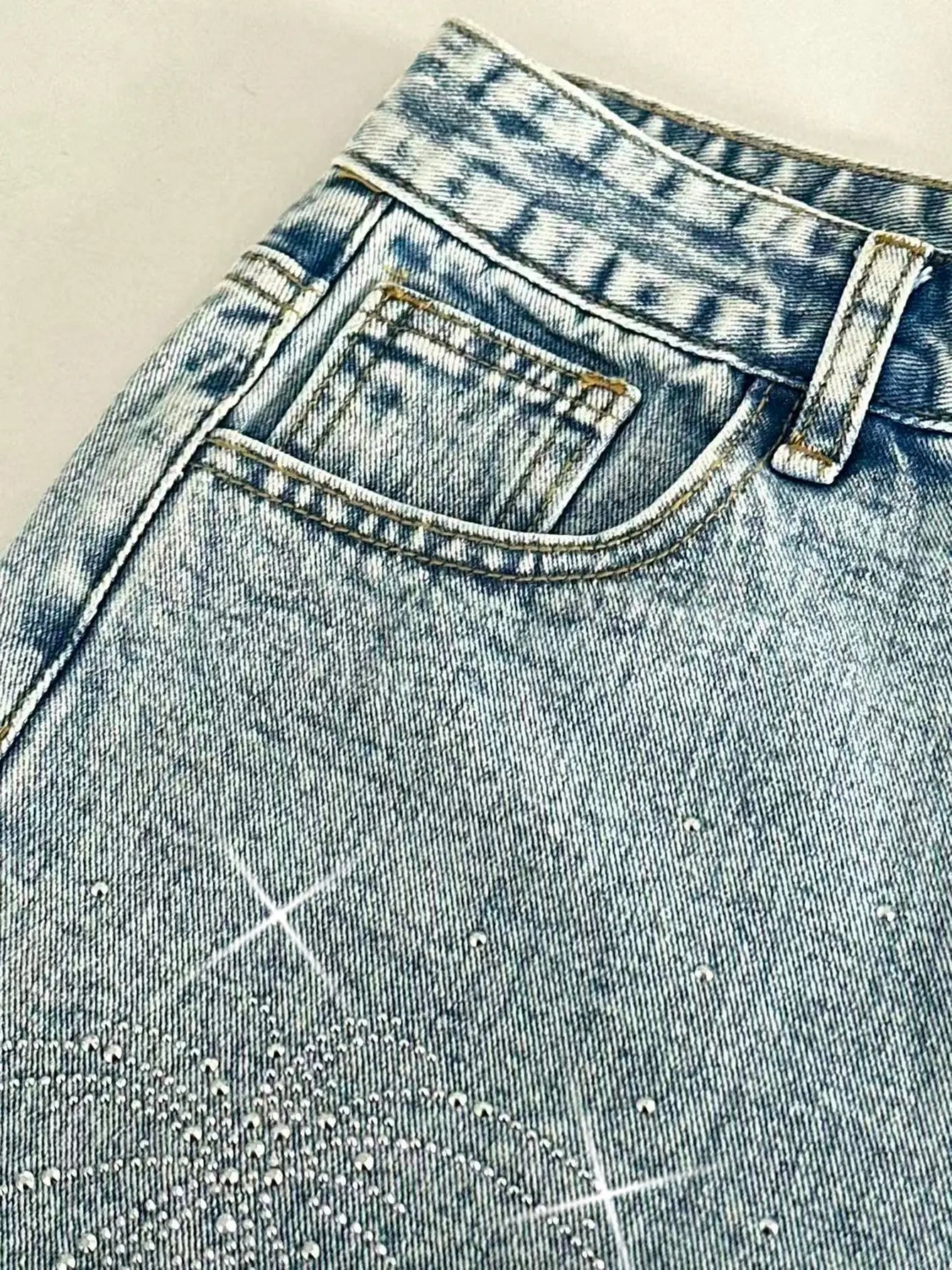 Ladies Decorative Contrast Color Bell Bottom Jeans Shorts Women's Denim Cutoffs Seven-Five Pants Feminine Casual Shorts