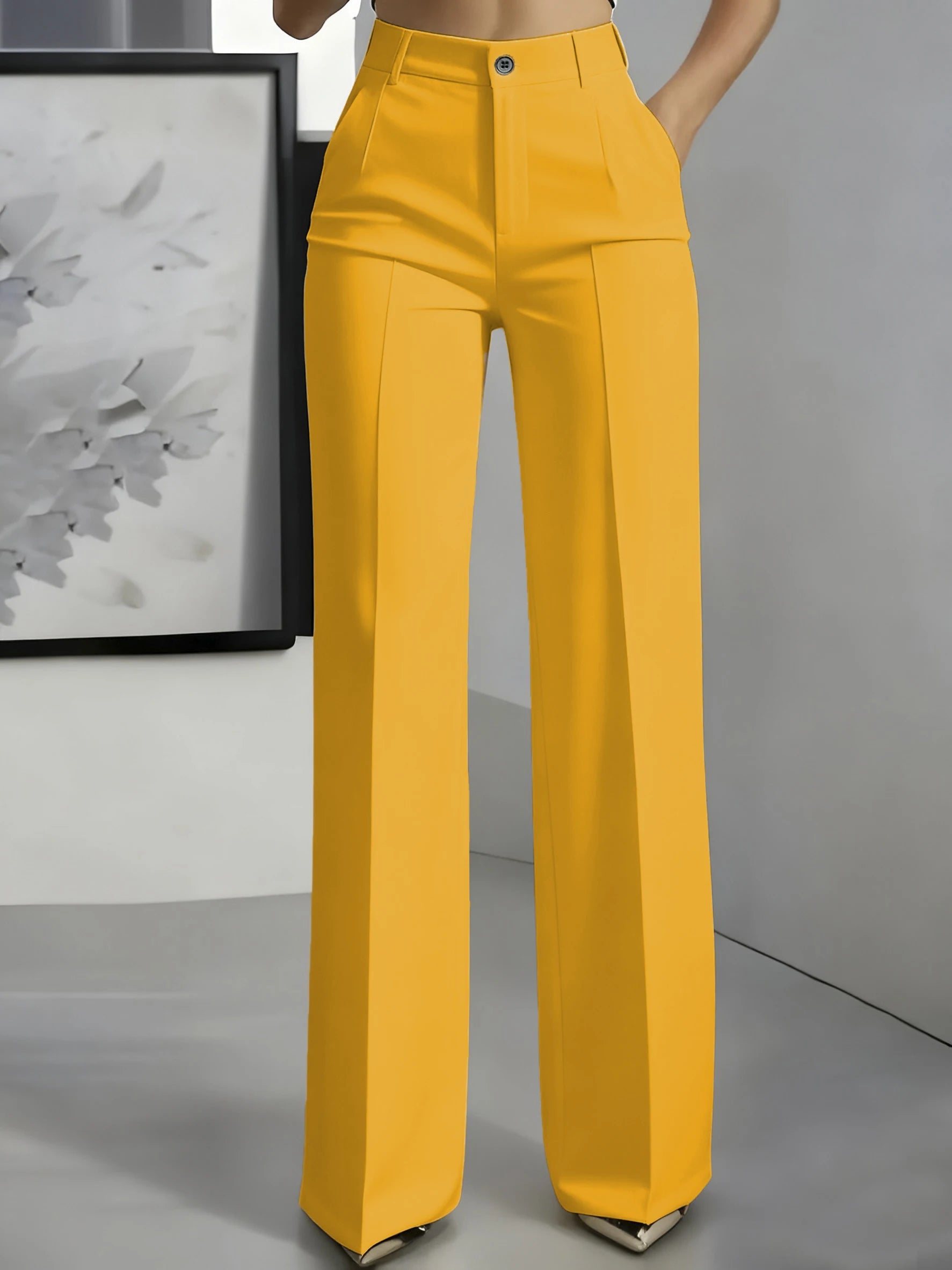 New 2025 Women's High-Waisted Draped Straight-Cut Suit Pants Simple European American Cross-Border Fashion for Women