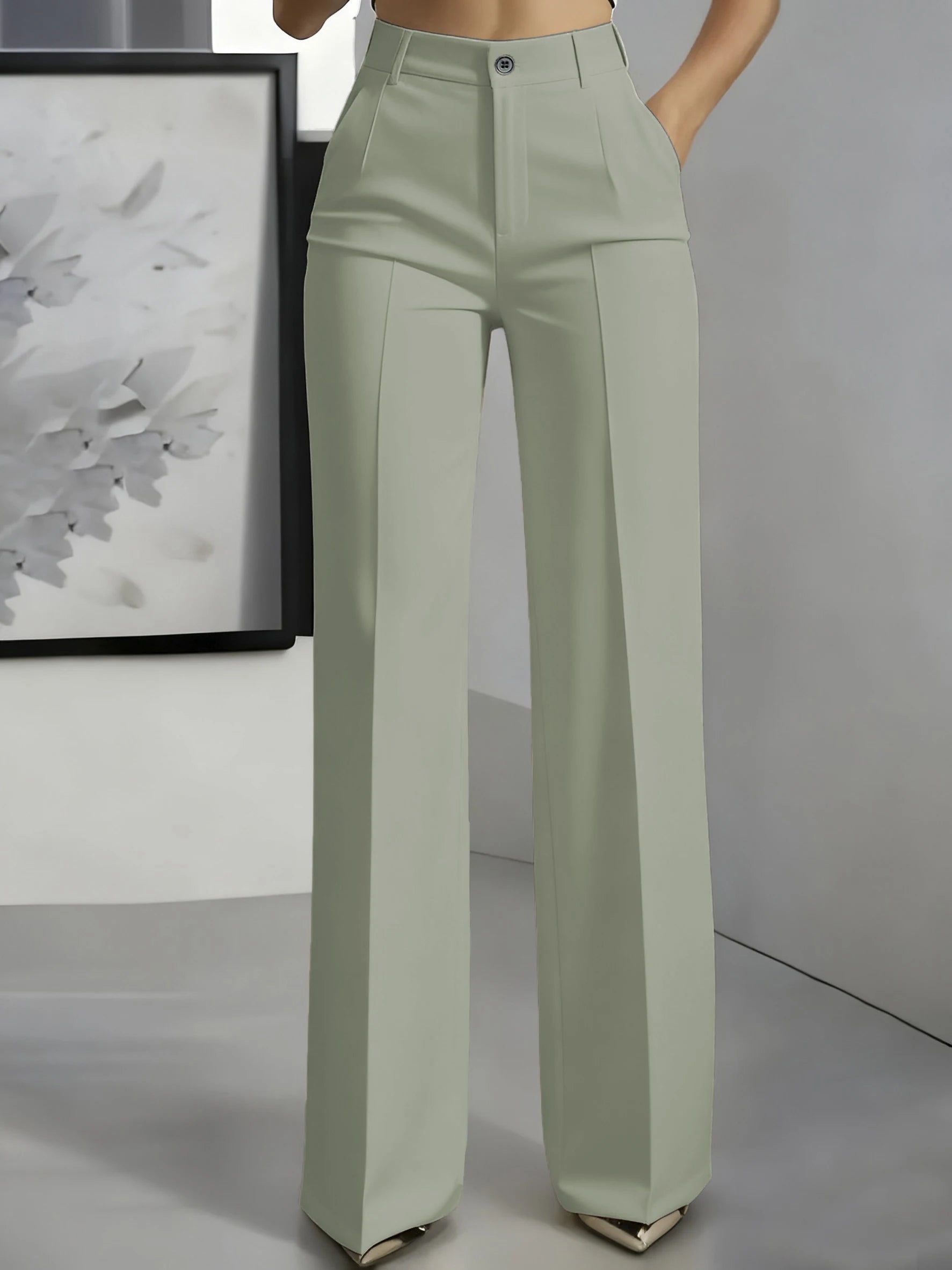 New 2025 Women's High-Waisted Draped Straight-Cut Suit Pants Simple European American Cross-Border Fashion for Women