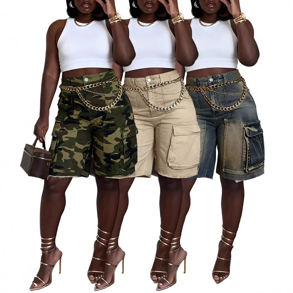 Denim Pant Women Jeans Short Pants Casual Loose Hole High Waist Straight Trousers Y2k Streetwear Elegant Splice Work Casual