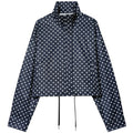 HXAO Polka Dot Bomber Jacket Women's Jackets Demi-Season Oversized Long Sleeve Top Outerwear Aviator Plus Size Zip Up Crop Coats