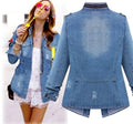 Plus Size Denim Top For Women Fashionable European And American Style Cotton Coat Long Sleeve Square Neck Regular Fit