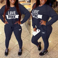 Fashion New Sweatshirts Women Sportswear Printed Letter Spring Tracksuits Long-sleeve Casual Sport Costumes Mujer 2 Piece Set