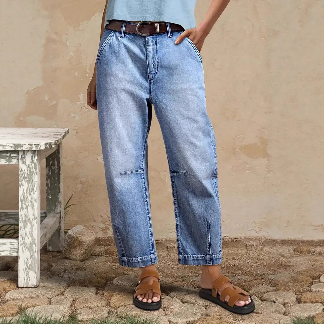 2026 Spring Summer Women's Fashion Casual Wide-Leg Straight Jeans Cropped Pants