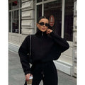 European American Women Casual Suit Half Placket Long Pants Two Piece Set Loose Outfit