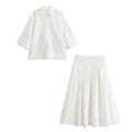 HH Women Tassel Sets White Turn-Down Collar Single-Breasted Shirts+High Waist Zipper A-Line Long Skirts Female Holiday Suit