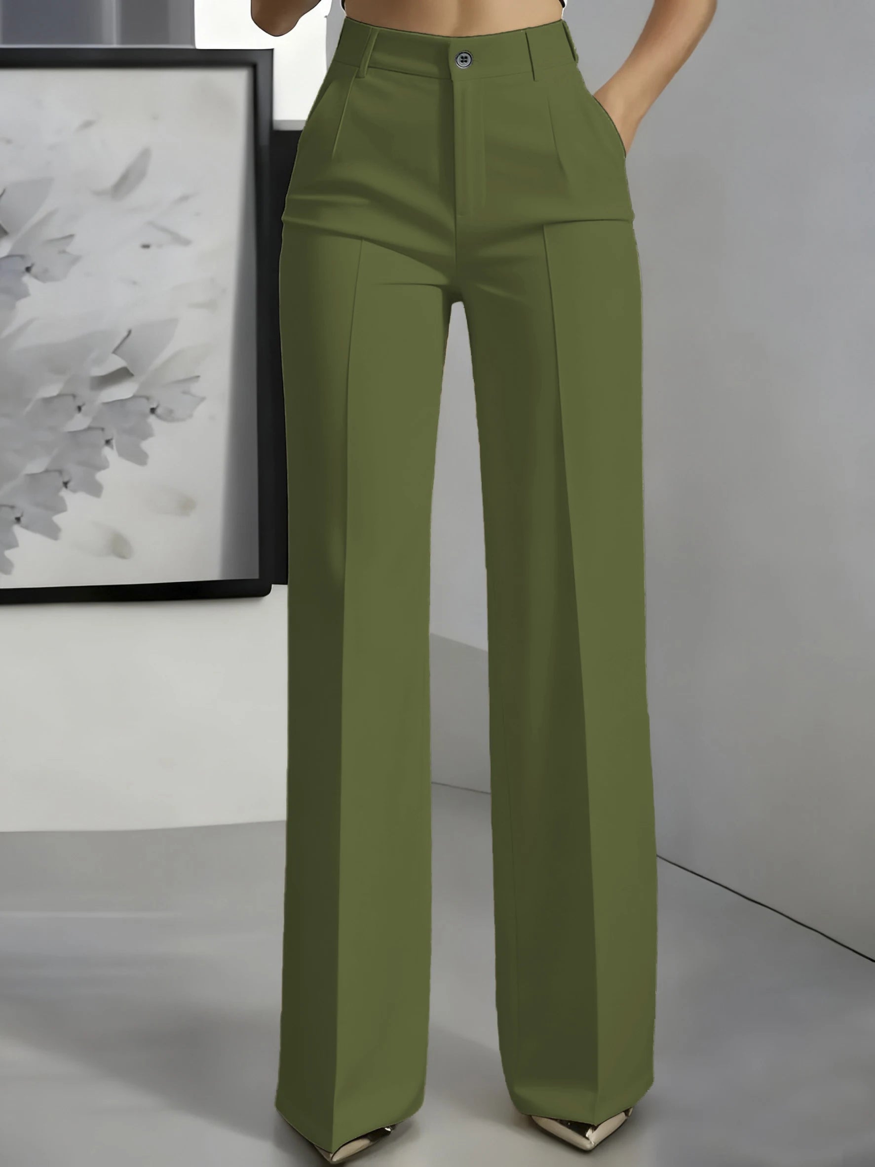 New 2025 Women's High-Waisted Draped Straight-Cut Suit Pants Simple European American Cross-Border Fashion for Women