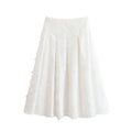 HH Women Tassel Sets White Turn-Down Collar Single-Breasted Shirts+High Waist Zipper A-Line Long Skirts Female Holiday Suit