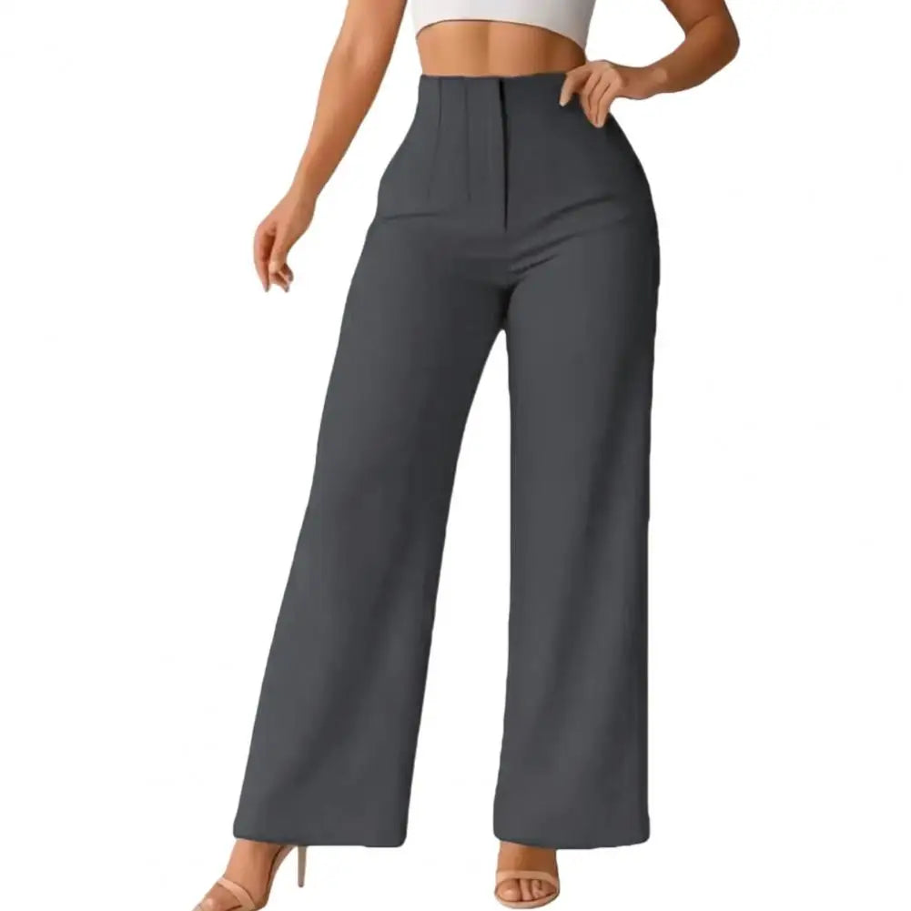 Women Pants High Waist Pure Color Casual Wide Leg Trousers Pure Color Suits Pants Commuting Pants Work Daily Casual Trousers