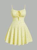 New fashion floral elegant sleeveless thin strap camisole dress