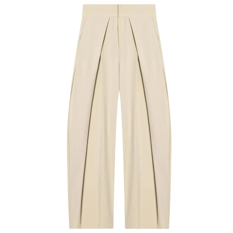 HXAO Striped Baggy Pants Women's Pants Autumn 2025 Elegant Pleated Wide Leg Oversized Trousers Ladies Fashion High Waist Pants