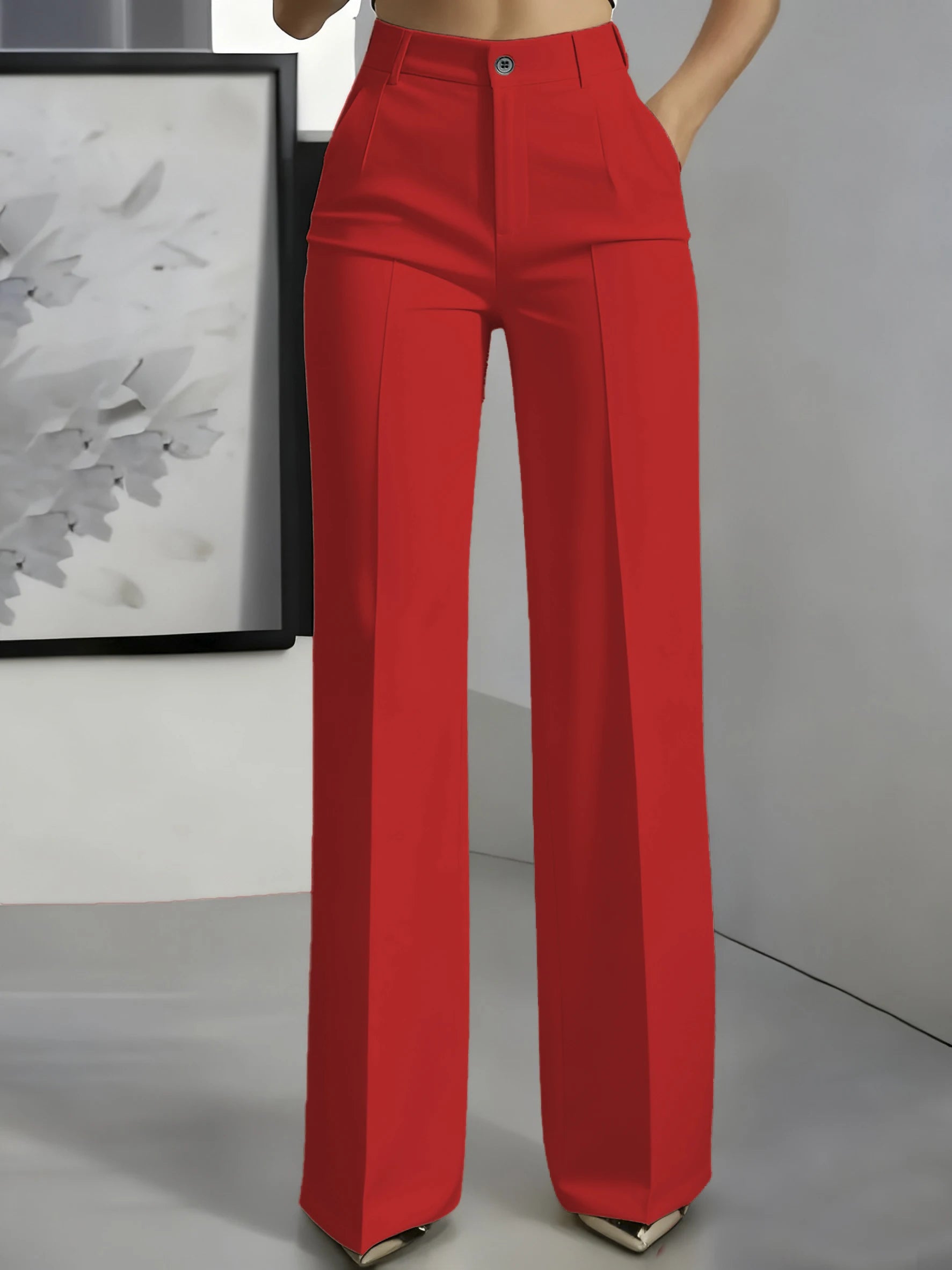 New 2025 Women's High-Waisted Draped Straight-Cut Suit Pants Simple European American Cross-Border Fashion for Women