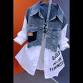 Fashion Striped Denim Jacket Women's Spring/Summer 2024 New Design Sense Stitching Women Jackets Temperament Coat Top 3022