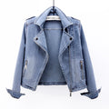 Spring and Autumn Trend New style, Fashion Denim Jacket for Women, Suit Collar Motorcycle Jacket coat, Slim Fit Trendy Top