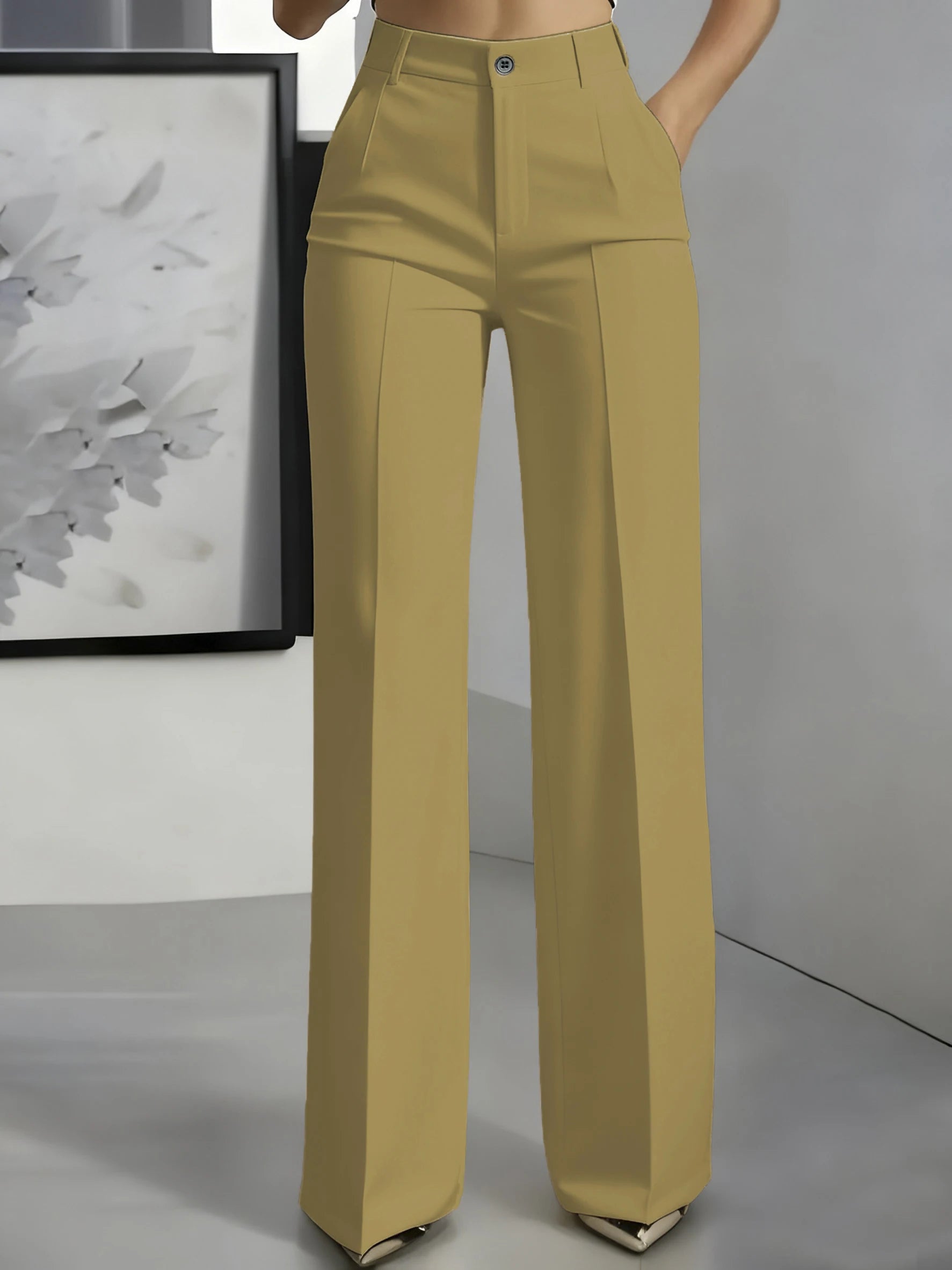 New 2025 Women's High-Waisted Draped Straight-Cut Suit Pants Simple European American Cross-Border Fashion for Women