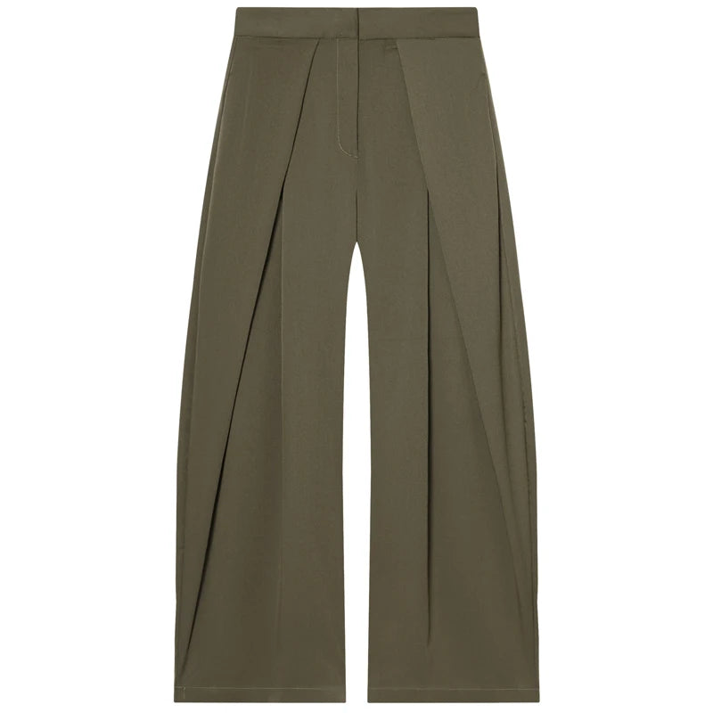 HXAO Striped Baggy Pants Women's Pants Autumn 2025 Elegant Pleated Wide Leg Oversized Trousers Ladies Fashion High Waist Pants