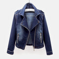 Spring and Autumn Trend New style, Fashion Denim Jacket for Women, Suit Collar Motorcycle Jacket coat, Slim Fit Trendy Top