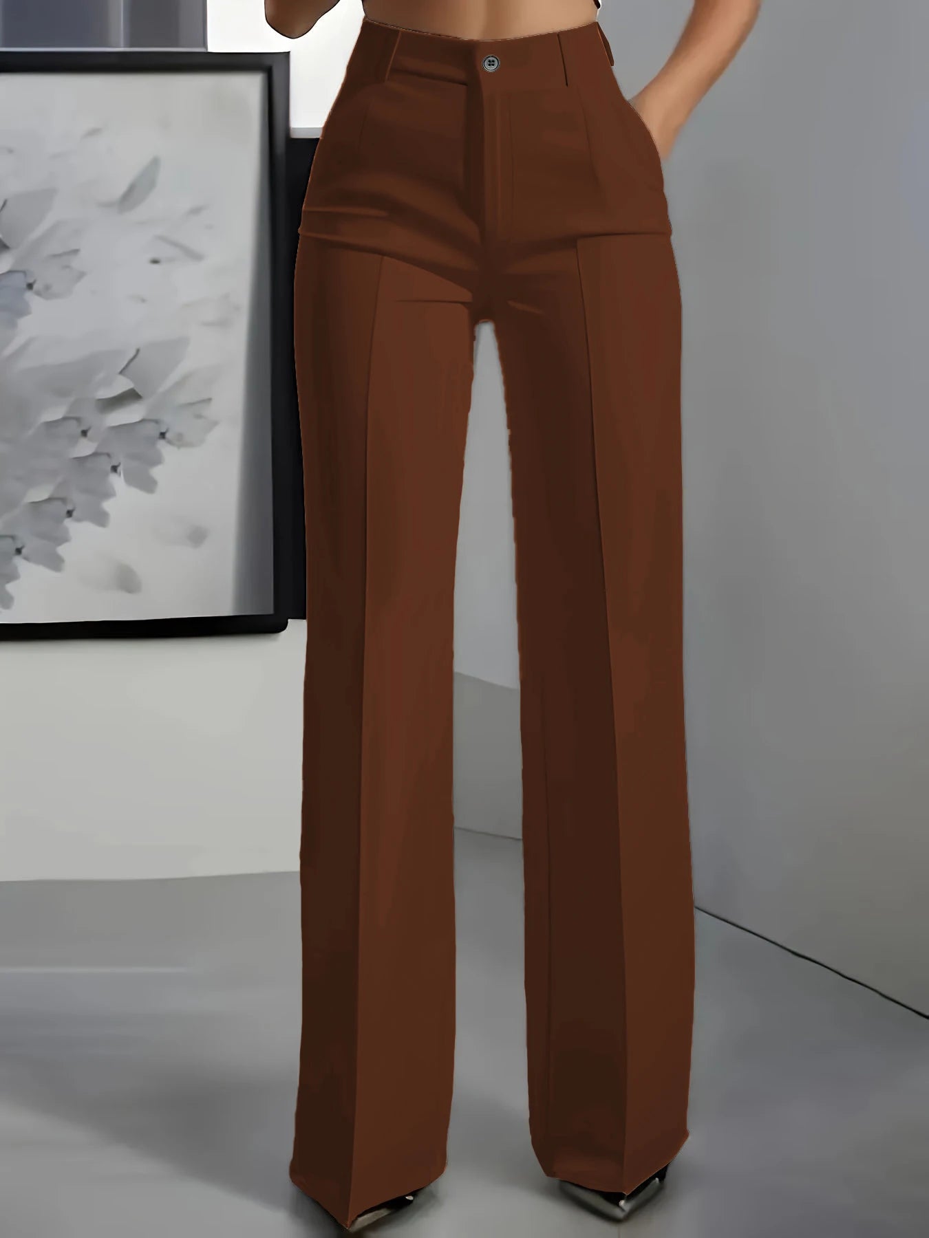 New 2025 Women's High-Waisted Draped Straight-Cut Suit Pants Simple European American Cross-Border Fashion for Women