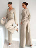 New Autumn Waist-Cinching Shirt Set Elegant Two-Piece Casual Comfortable Ensemble Fashionable Trendy Look