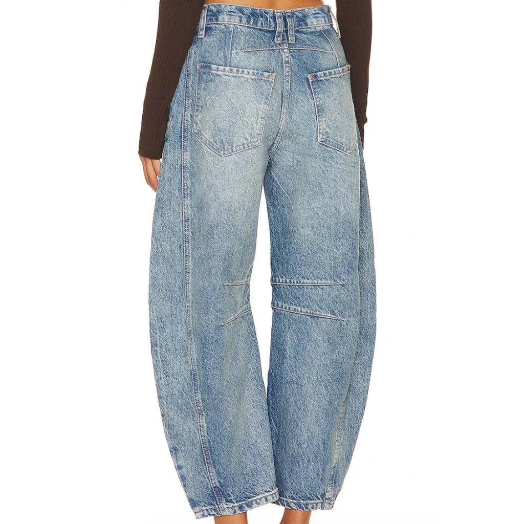 Women's Relaxed-Fit Denim Curved Pants