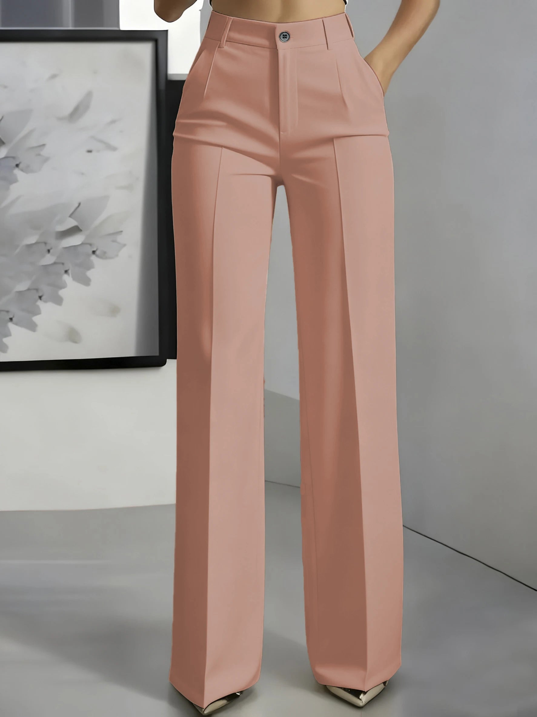 New 2025 Women's High-Waisted Draped Straight-Cut Suit Pants Simple European American Cross-Border Fashion for Women