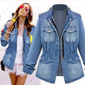 Plus Size Denim Top For Women Fashionable European And American Style Cotton Coat Long Sleeve Square Neck Regular Fit