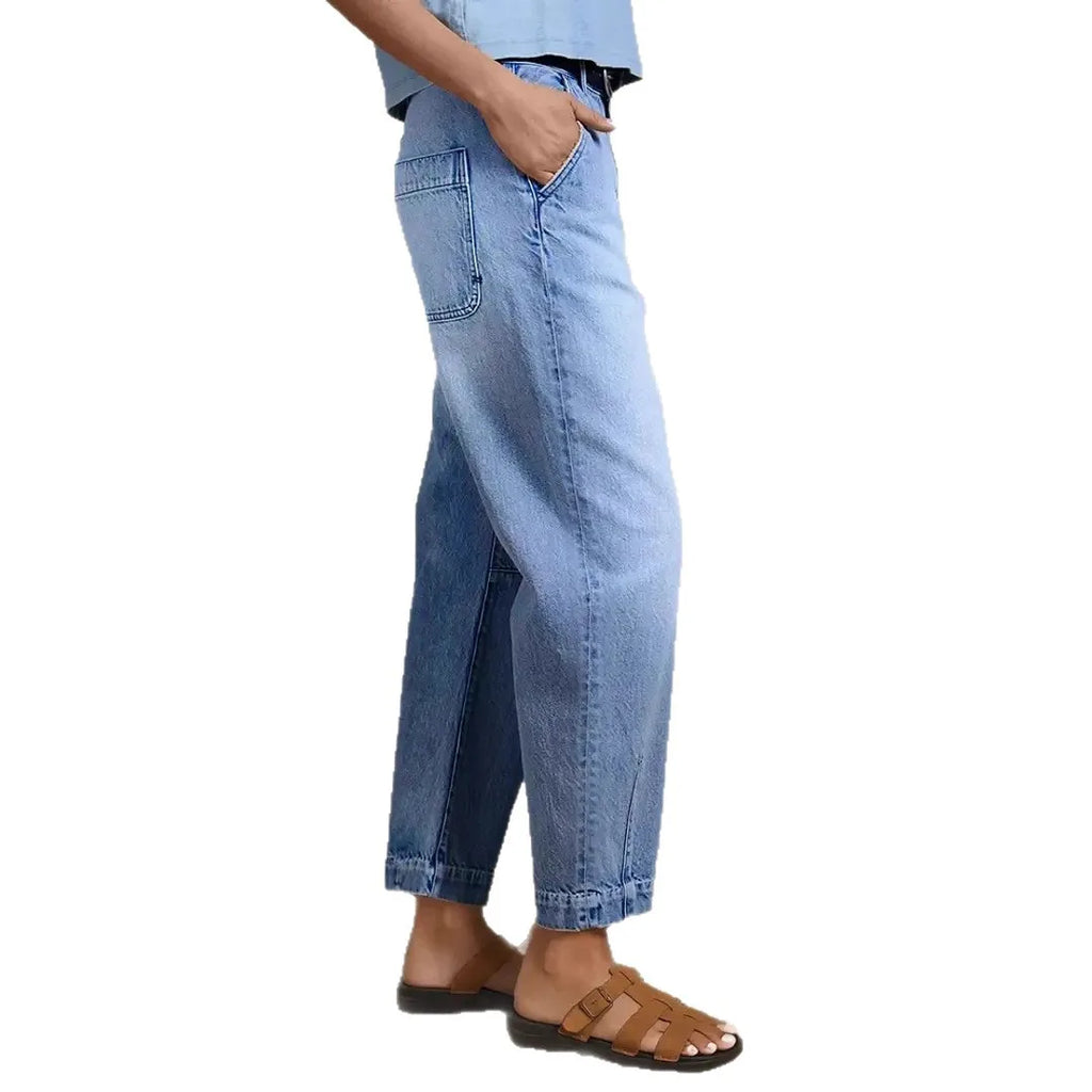 2026 Spring Summer Women's Fashion Casual Wide-Leg Straight Jeans Cropped Pants