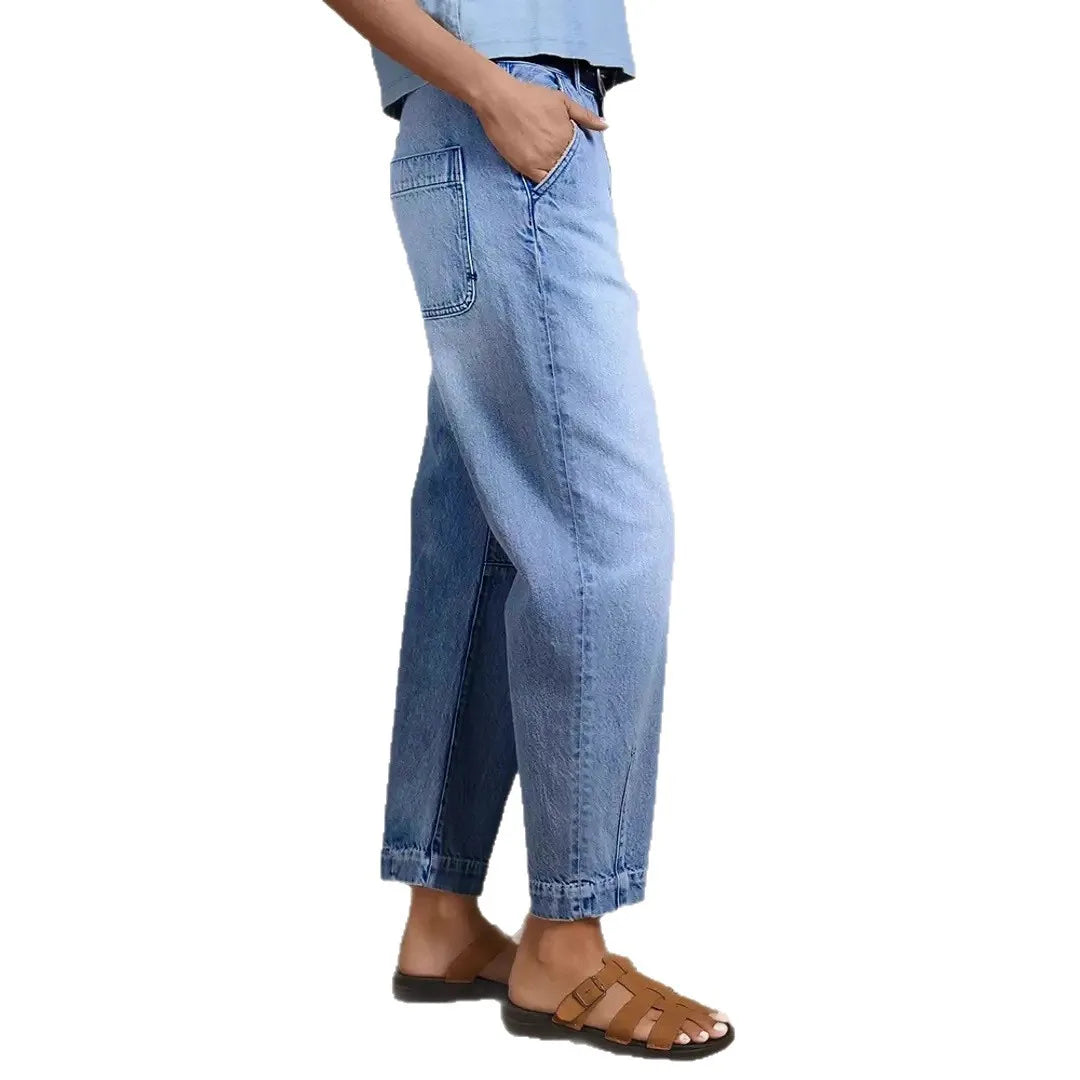 2026 Spring Summer Women's Fashion Casual Wide-Leg Straight Jeans Cropped Pants