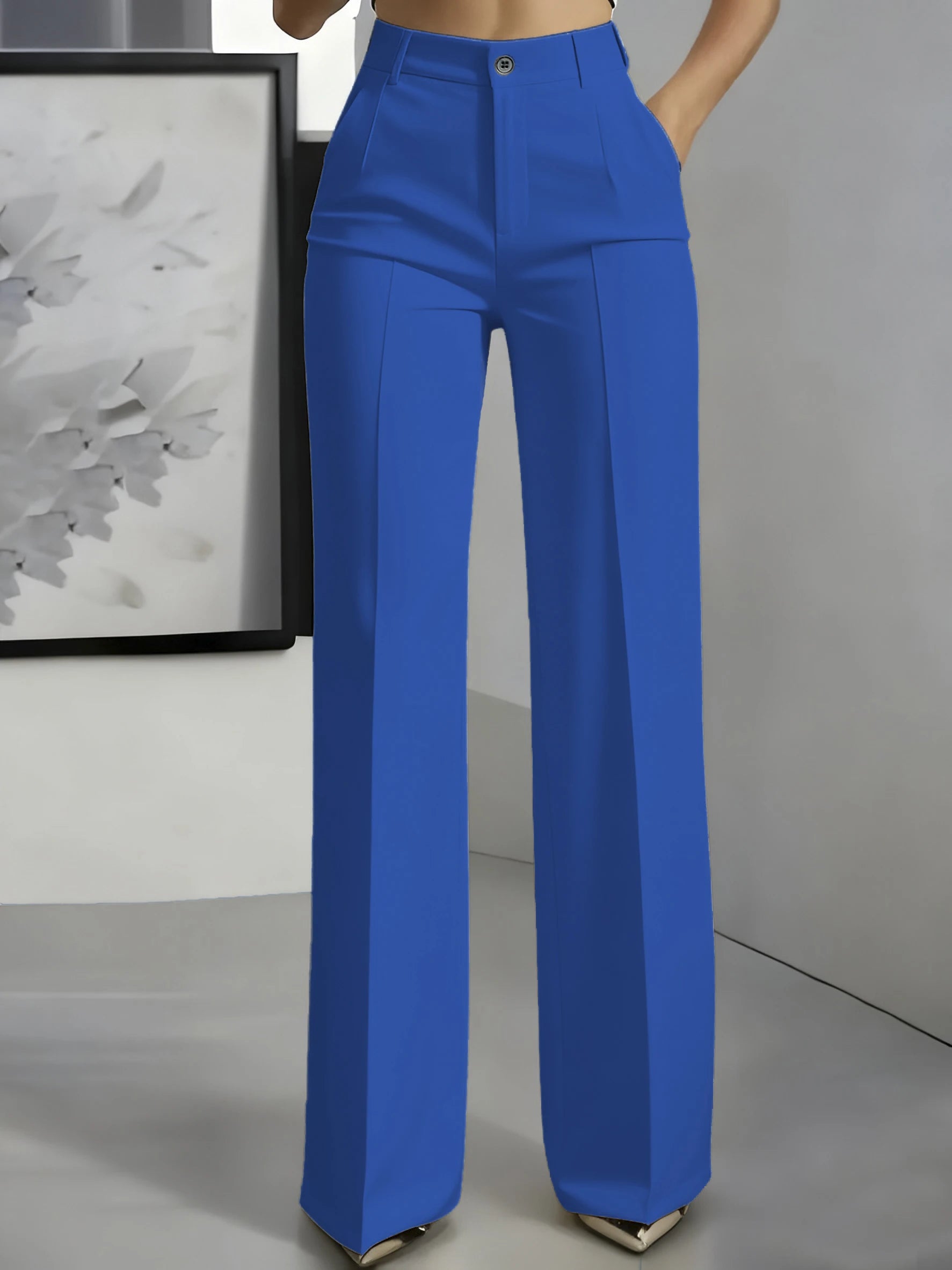 New 2025 Women's High-Waisted Draped Straight-Cut Suit Pants Simple European American Cross-Border Fashion for Women