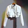 2025 Autumn New Handsome Versatile Short Motorcycle Jacket Top High Waist PU Leather Jacket for Women  Faux Fur Coat
