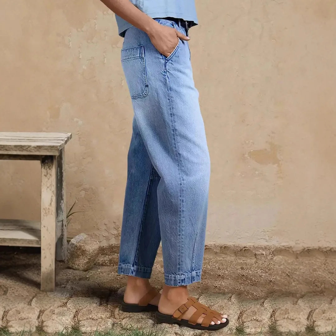 2026 Spring Summer Women's Fashion Casual Wide-Leg Straight Jeans Cropped Pants