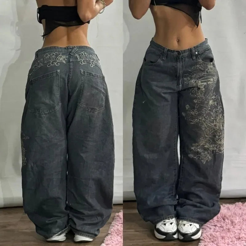American New Fashion Solid Color Washed Baggy Jeans Y2K Streetwear Vintage Fashion Joker Men and Women High Waist Wide Leg Pants