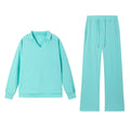 2025 European and American Autumn and Winter New Fashion Casual Women's Long Sleeved Drawstring Solid Color Commuting Pants Set