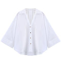 HXAO 2025 Women's Shirt Summer Crop Oversized Shirts & Blouses White Blue Rose Brown Striped Shirt Elegant Long Sleeve blouses