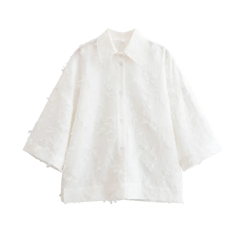 HH Women Tassel Sets White Turn-Down Collar Single-Breasted Shirts+High Waist Zipper A-Line Long Skirts Female Holiday Suit