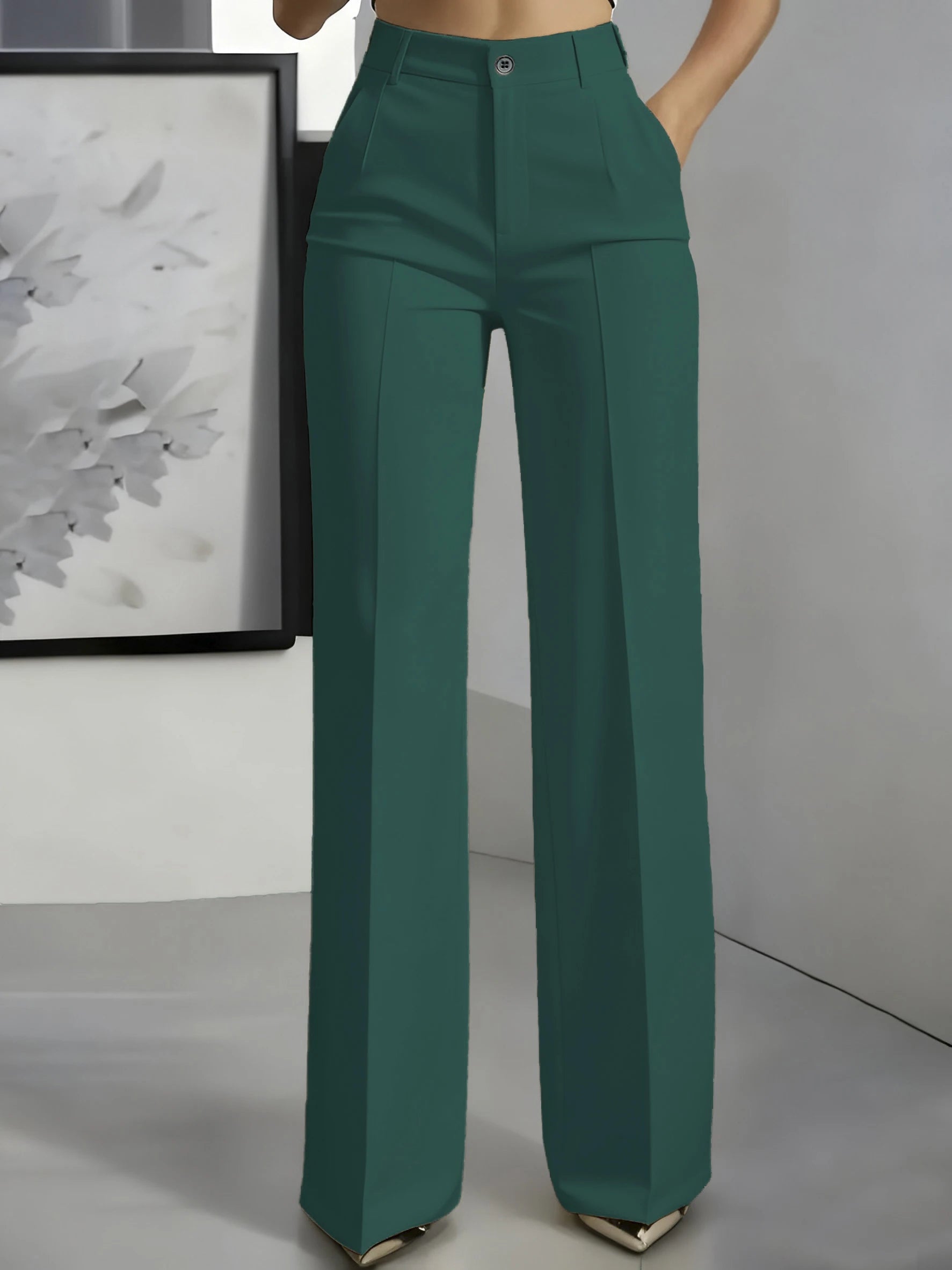 New 2025 Women's High-Waisted Draped Straight-Cut Suit Pants Simple European American Cross-Border Fashion for Women