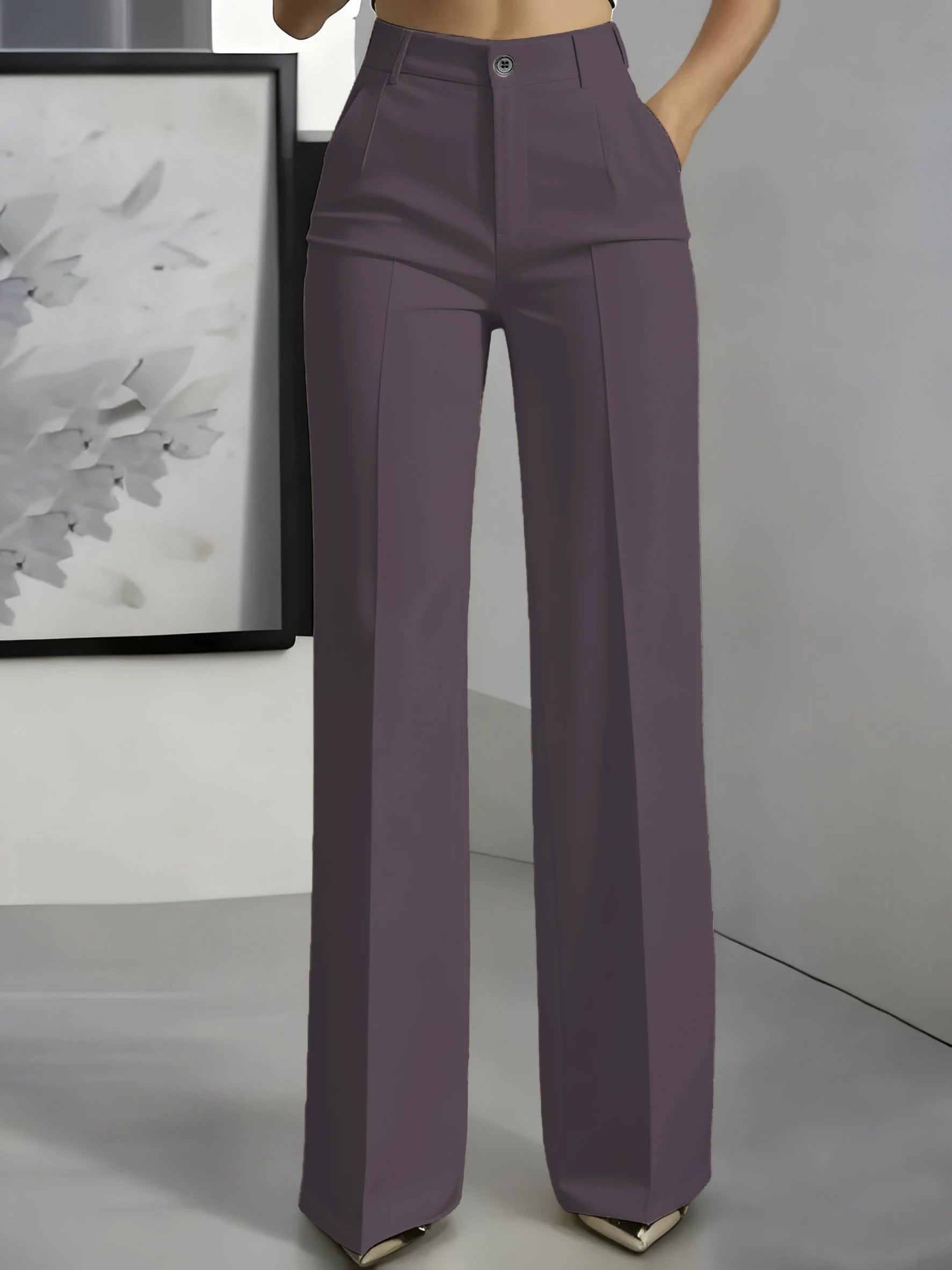 New 2025 Women's High-Waisted Draped Straight-Cut Suit Pants Simple European American Cross-Border Fashion for Women
