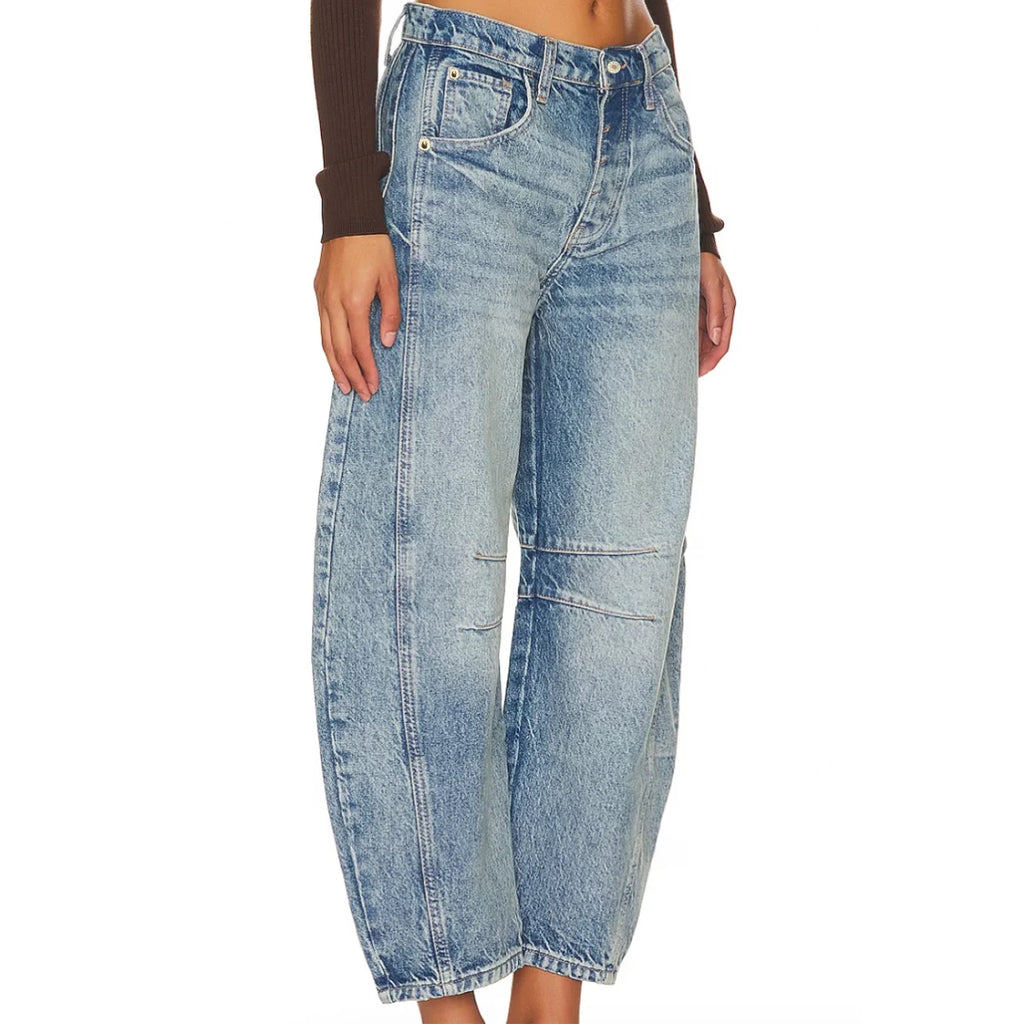 Women's Relaxed-Fit Denim Curved Pants