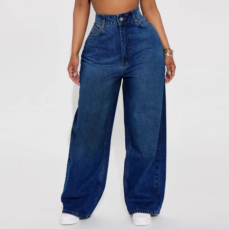 High Waist Straight Leg Jeans Women's Denim Pants Comfortable Casual Style Cotton Blend Long Trousers Trendy Commute Style