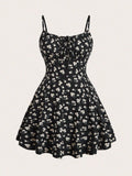 New fashion floral elegant sleeveless thin strap camisole dress
