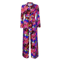 Summer Women's Clothing Floral Print Tie Waist Long Sleeve Shirt And Wide Leg Pants Set Elegant Two Suit Polyester