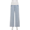 SUCHCUTE Streetwear Low Waisted Casual Straight-Leg Jeans Y2K Baggy Denim Pants Woman  Long Trousers Summer Clothing Harajuku