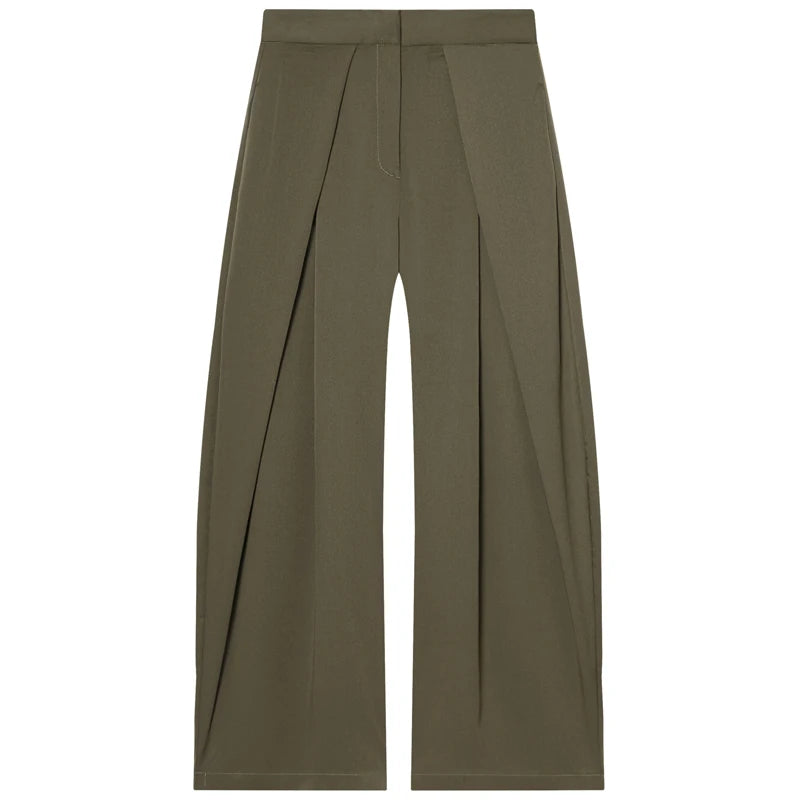 HXAO Striped Baggy Pants Women's Pants Autumn 2025 Elegant Pleated Wide Leg Oversized Trousers Ladies Fashion High Waist Pants