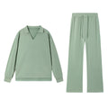2025 European and American Autumn and Winter New Fashion Casual Women's Long Sleeved Drawstring Solid Color Commuting Pants Set