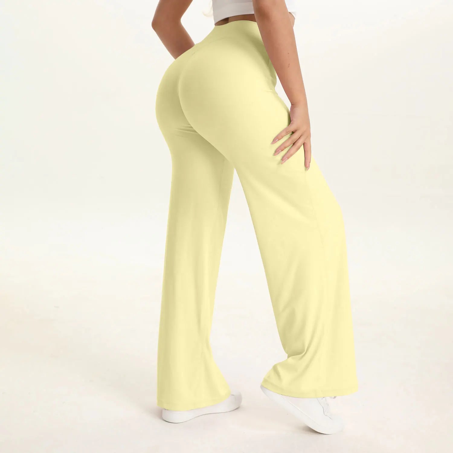 NCLAGEN SoftMotion Straight Leg Bottoms Women's Mid-Waist Yoga Pants GYM Leggings Naked Feel Pilates Running Sports Trousers