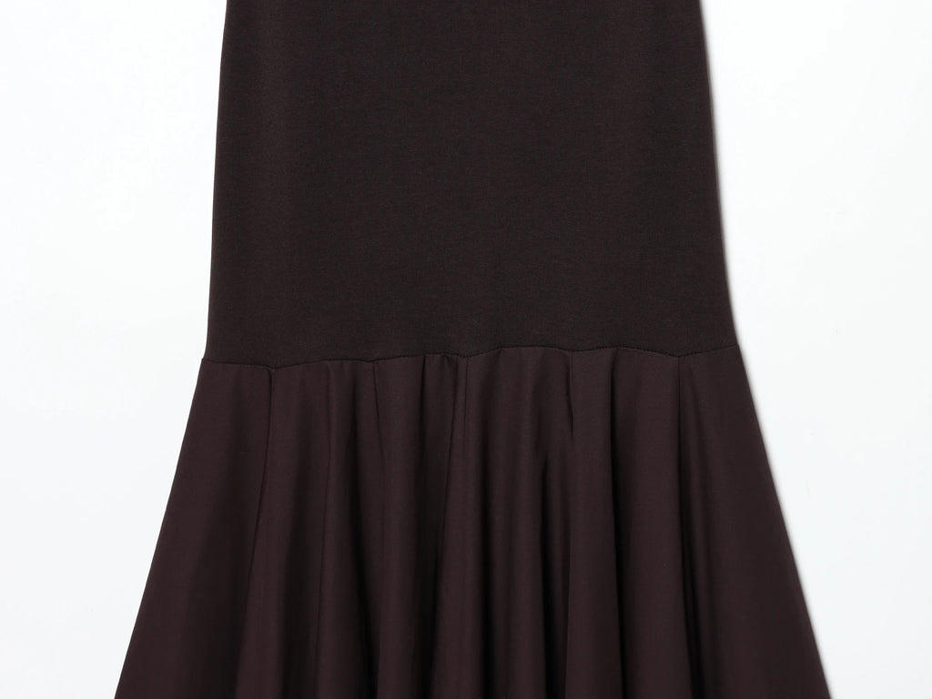 KONDALA Vintage Boat Collar Long Dress Women's Elegant Casual Splicing Pleated Dress New 2026 Spring Summer Fashion Slim Dress