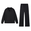 2025 European and American Autumn and Winter New Fashion Casual Women's Long Sleeved Drawstring Solid Color Commuting Pants Set