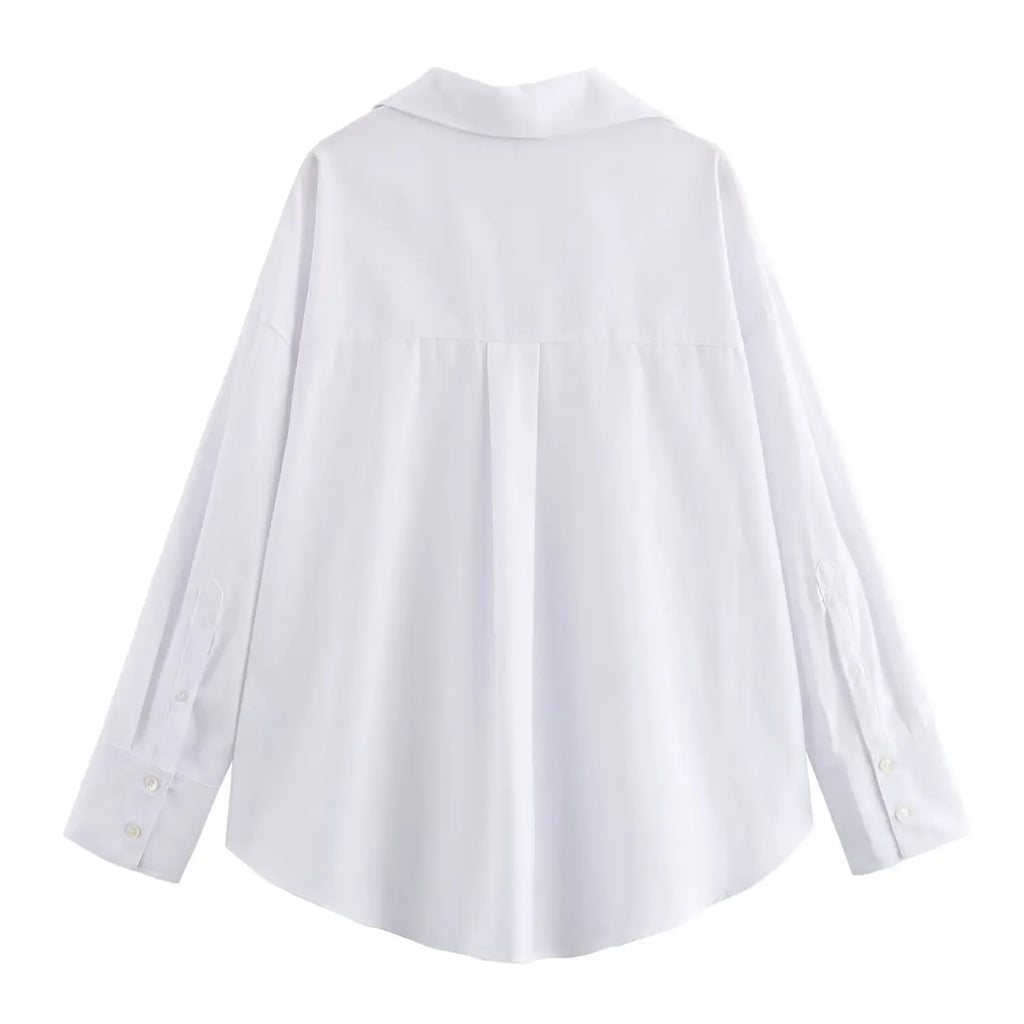 Women Fashion Spring Cotton Oxford Long Sleeve Single-breasted Lapel Blouse Street Clothing Shirt Chic Ladies Tops Mujer