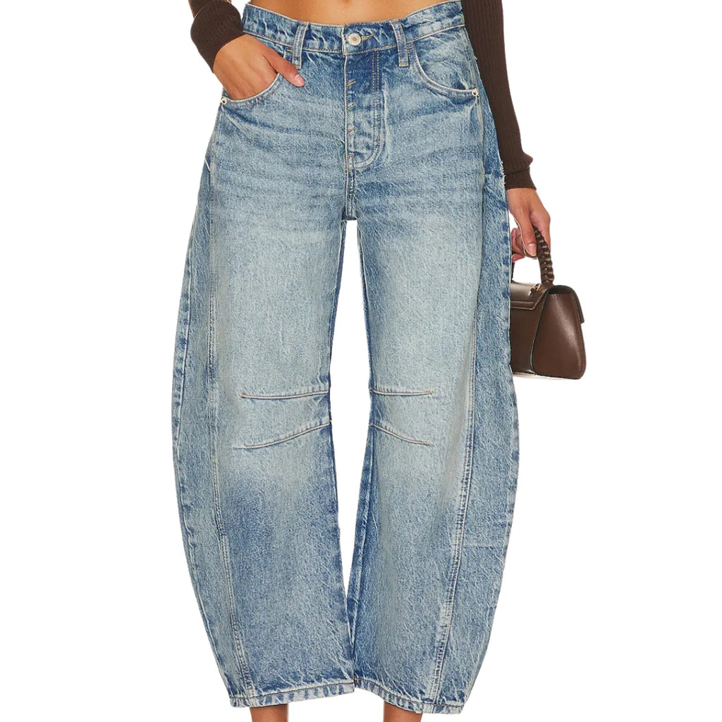 Women's Relaxed-Fit Denim Curved Pants