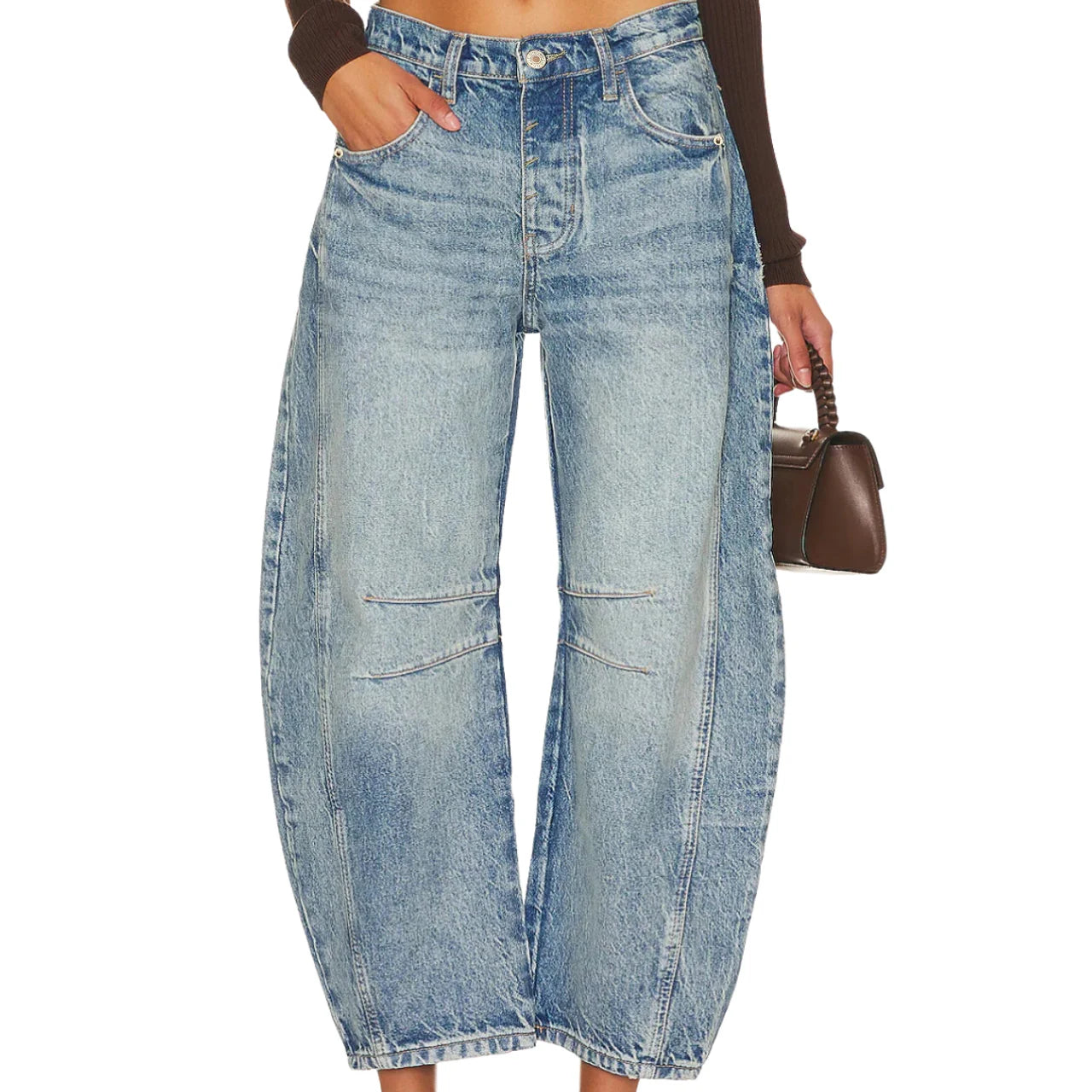 Women's Relaxed-Fit Denim Curved Pants